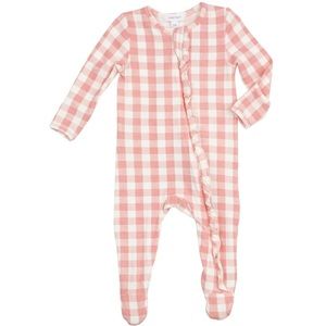 Angel Dear Baby Girl Pink Gingham Footie Ruffle Butt (3-6 months)